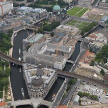 Luftbild der Museumsinsel in Berlin.